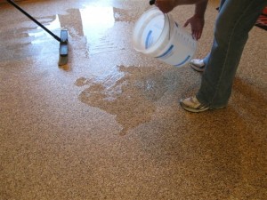 Pour Water onto Garage Floor